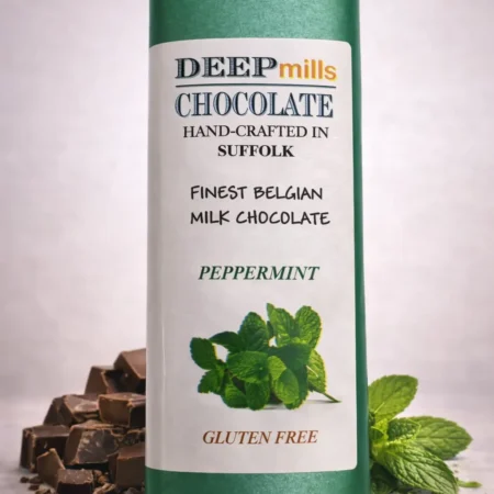 Peppermint chocolate with fresh mint leaves