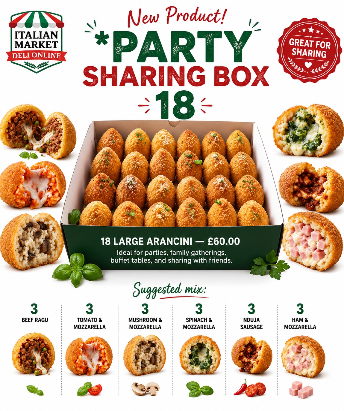 Party Sharing Box — 18 Large Arancini